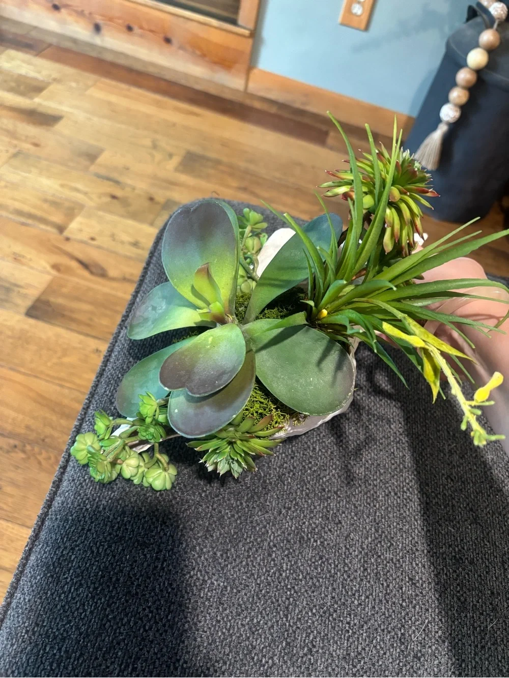 White Conch Shell Faux Succulent Arrangement Planter - Coastal Home Accent